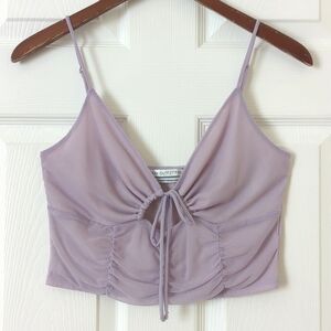 Urban Outfitters My Sweetheart Mesh Tie Front Body Hugging Cami Crop Top Lilac L